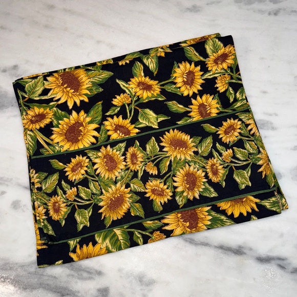APRIL CORNELL SUNFLOWER 17 X 86” TABLE RUNNER Black Soleil Farmhouse Floral - Picture 1 of 4